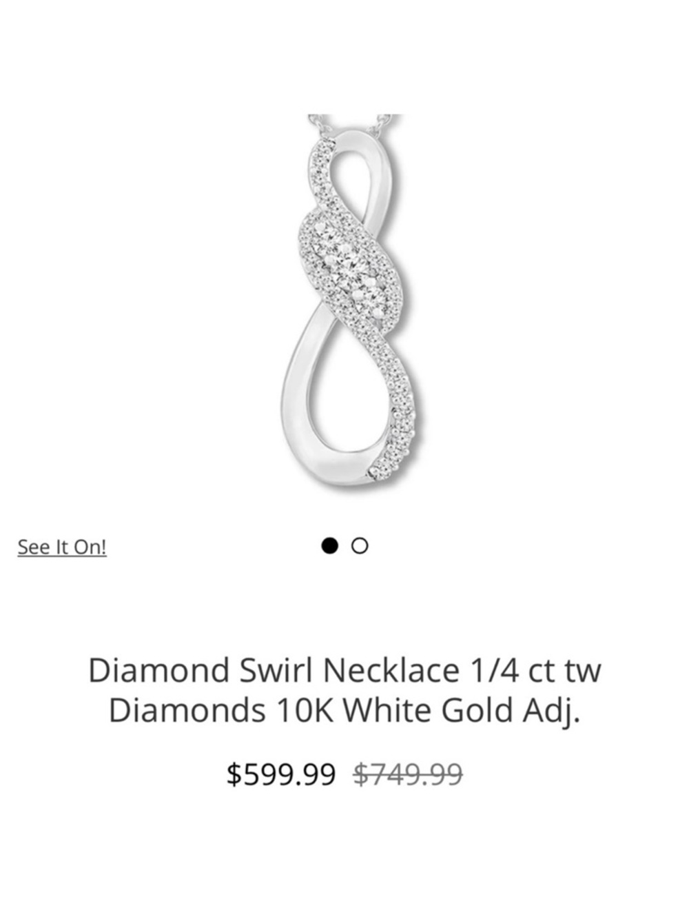Diamond Swirl Infinity Necklace in White Gold - White